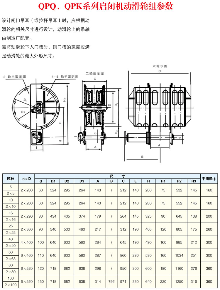 QPQ、QPK系列啟閉機動滑輪組