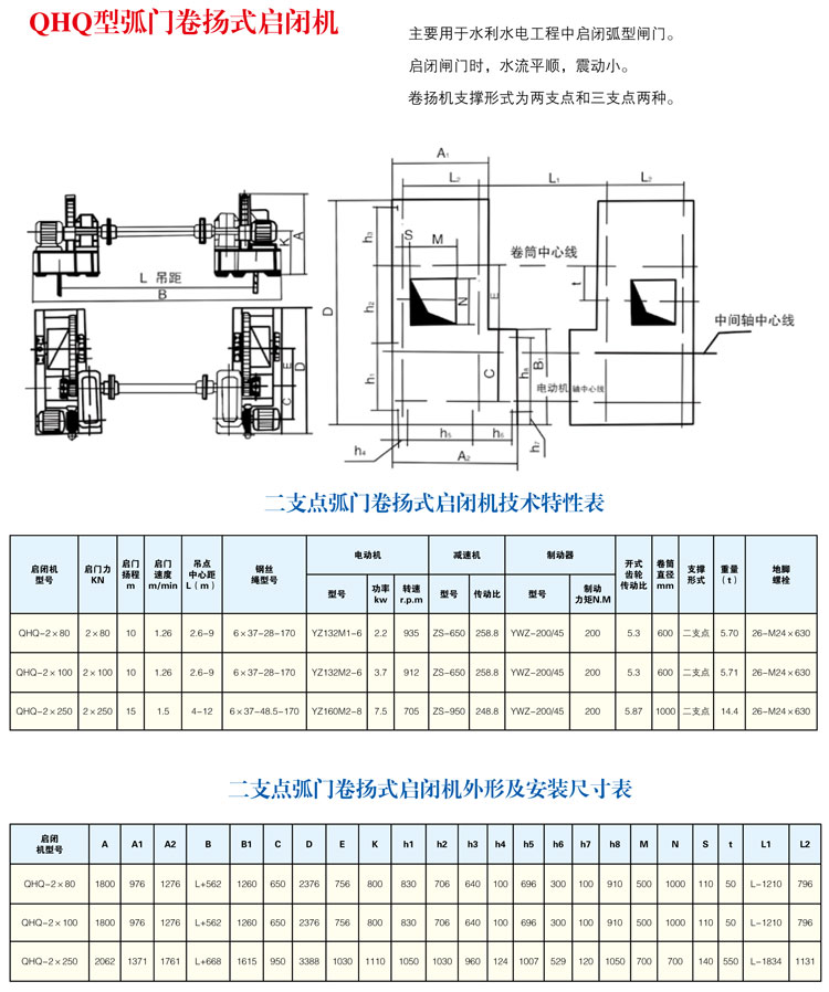 QHQ型二點(diǎn)弧門卷揚(yáng)式啟閉機(jī)